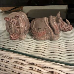 Blue Sky Clayworks Amelia Rhinoceros salt and pepper shakers